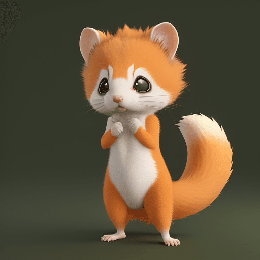 AI generated: Pose of an anime ferret, orange fluffy tail and cautious, by Production I.G, earthy color, 3ds max, ...