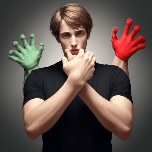 AI generated: The guy has a lot of hands with which he does different things
