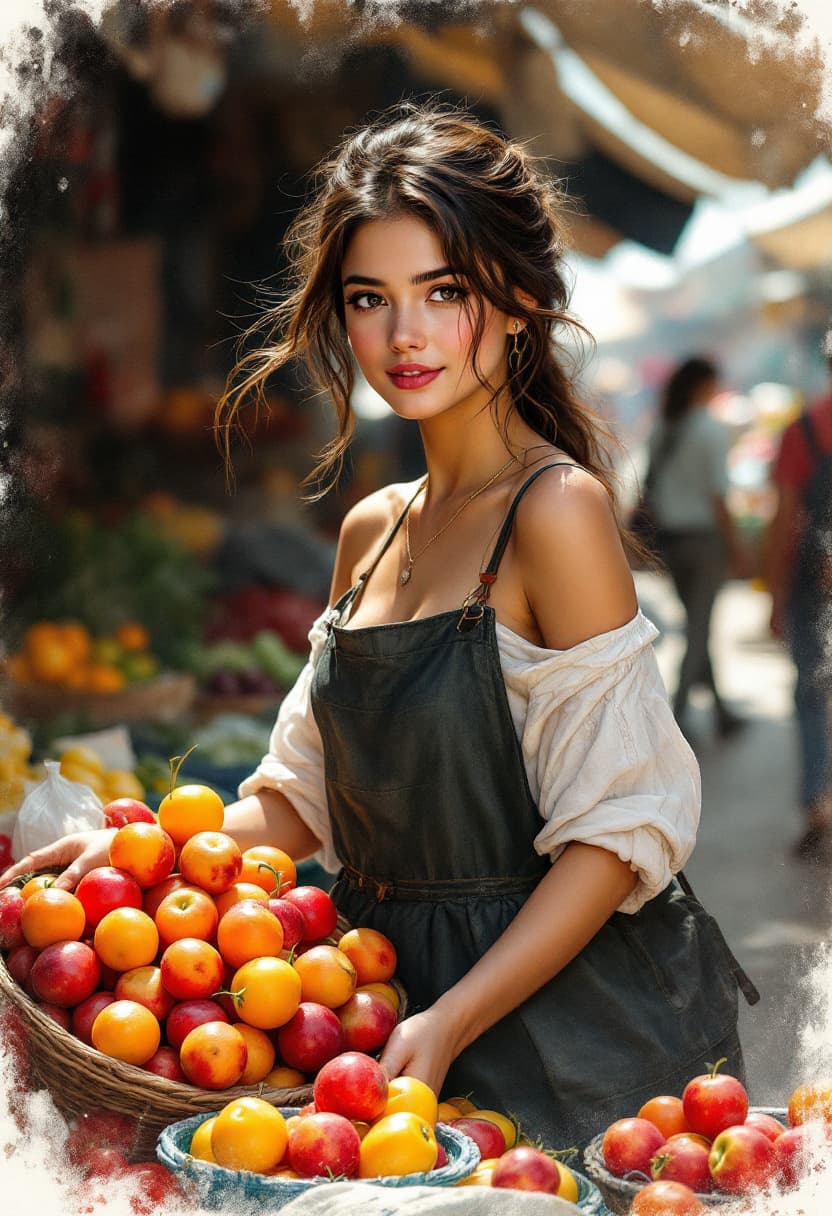 AI generated: Sketch Art, Beautiful Pencil Line Art, Artistic Brush Strokes, Beautiful, Market Vendor, Beautiful G...