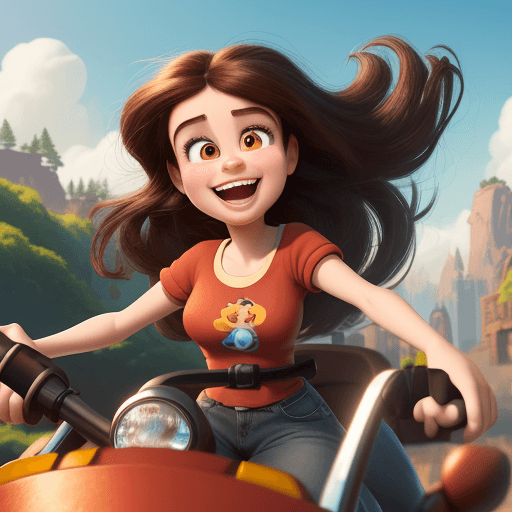 AI generated: A high-detail Pixar-style, especially Wreck-It Ralph style woman cartoon character with long brown h...