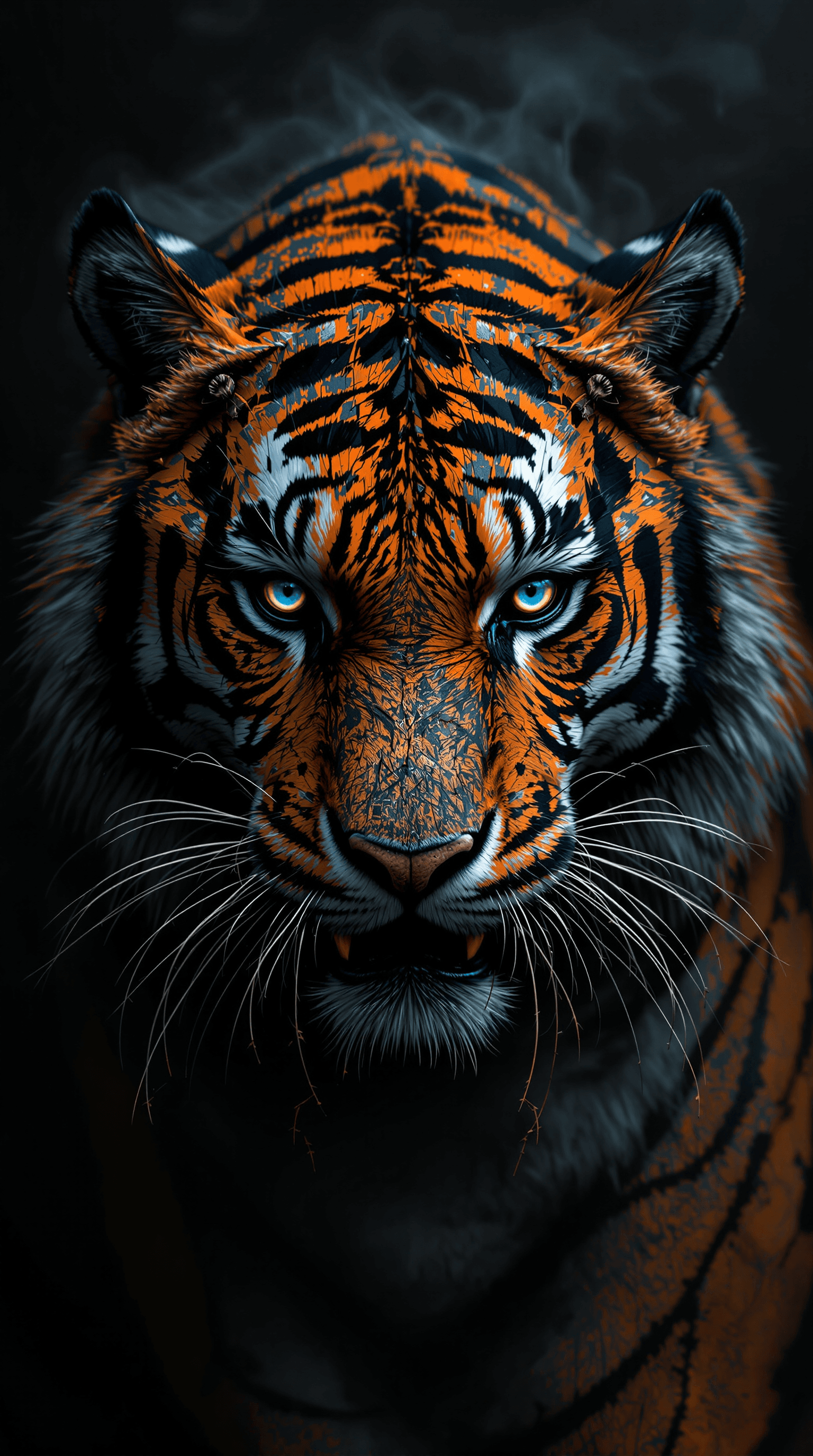 AI generated: Old Black and orange tiger, decay, rusted, surreal, hyper detailed, intricate, melancholic, fear, re...