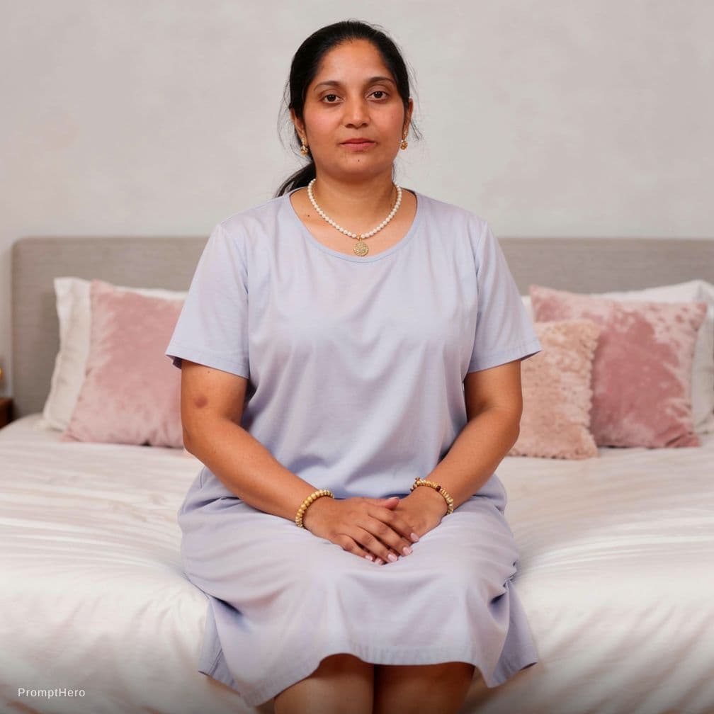 AI generated: This women night dress in bed room
