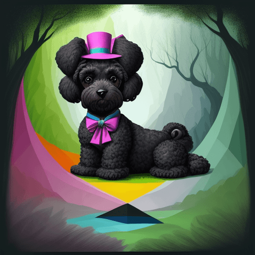 AI generated: Geometrical art of forest landscape, whimsical bright colors, a work of art, grotesque, Mysterious, ...