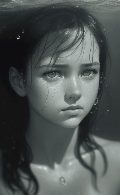 AI generated: a beautiful girl with water drops on her face, in the style of nathan wirth, dean cornwell, toni fri...
