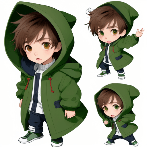 AI generated: little cute boy character, White background,
multiple poses and expressions, cute, 7-year-old boy, g...