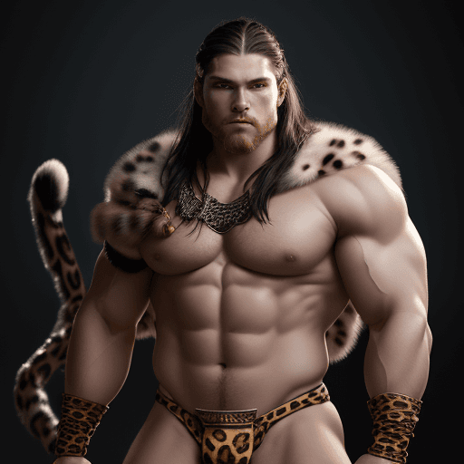 AI generated: Viking warrior, Caucasian build, big muscles and big thighs, black hair, mid-twenties, wears a (((sm...