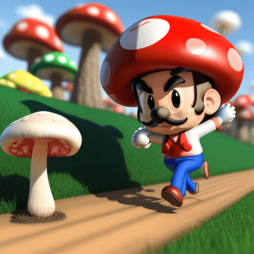 AI generated: iranian man running, Mushroom Kingdom background, 32k, closeup, trending on poltcount 3D, game --v 5...