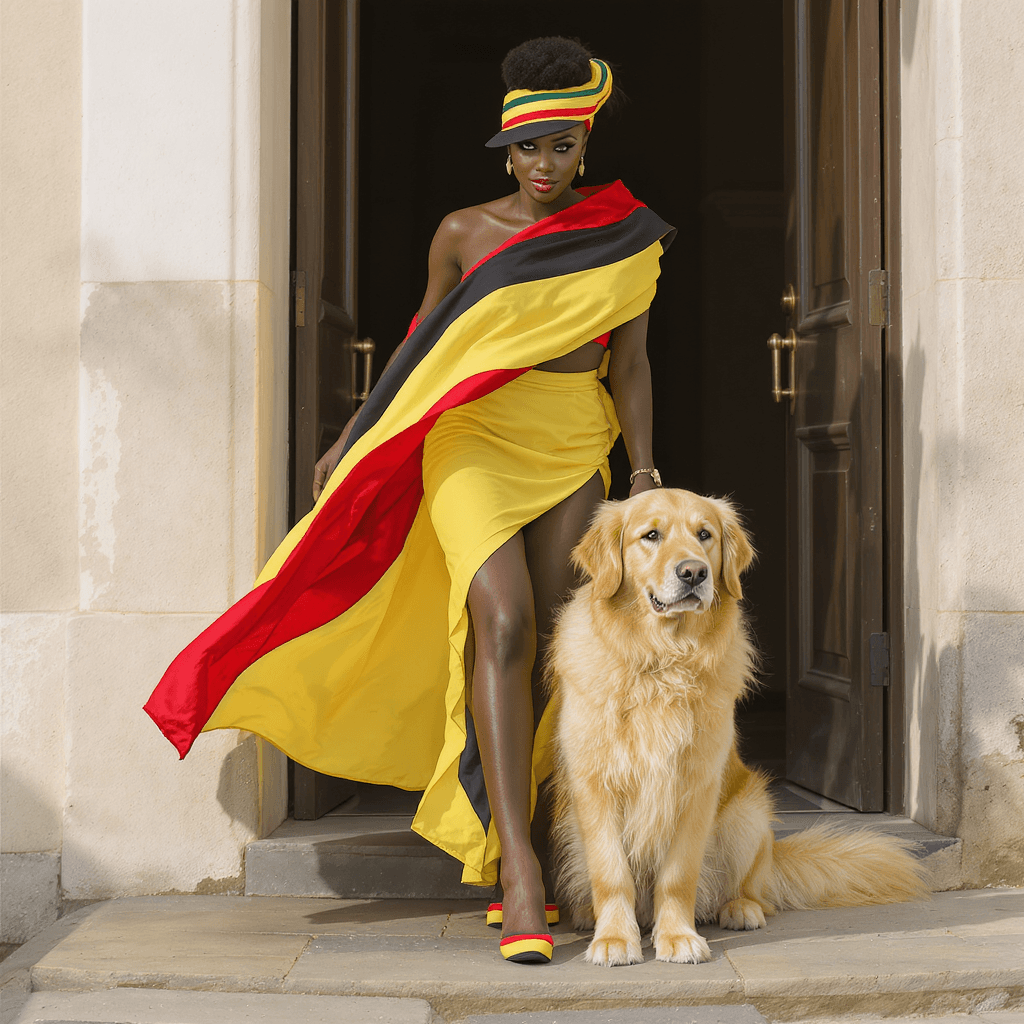 AI generated: Create a 4k ultra-realistic image capturing a full-body scene of a stunning African woman and her go...
