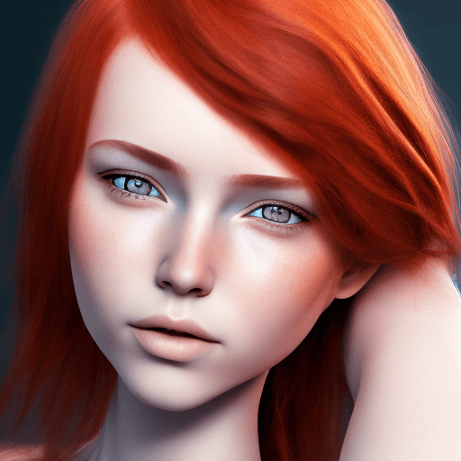 AI generated: high resolution 3d realistic Portrait of red haired girl
