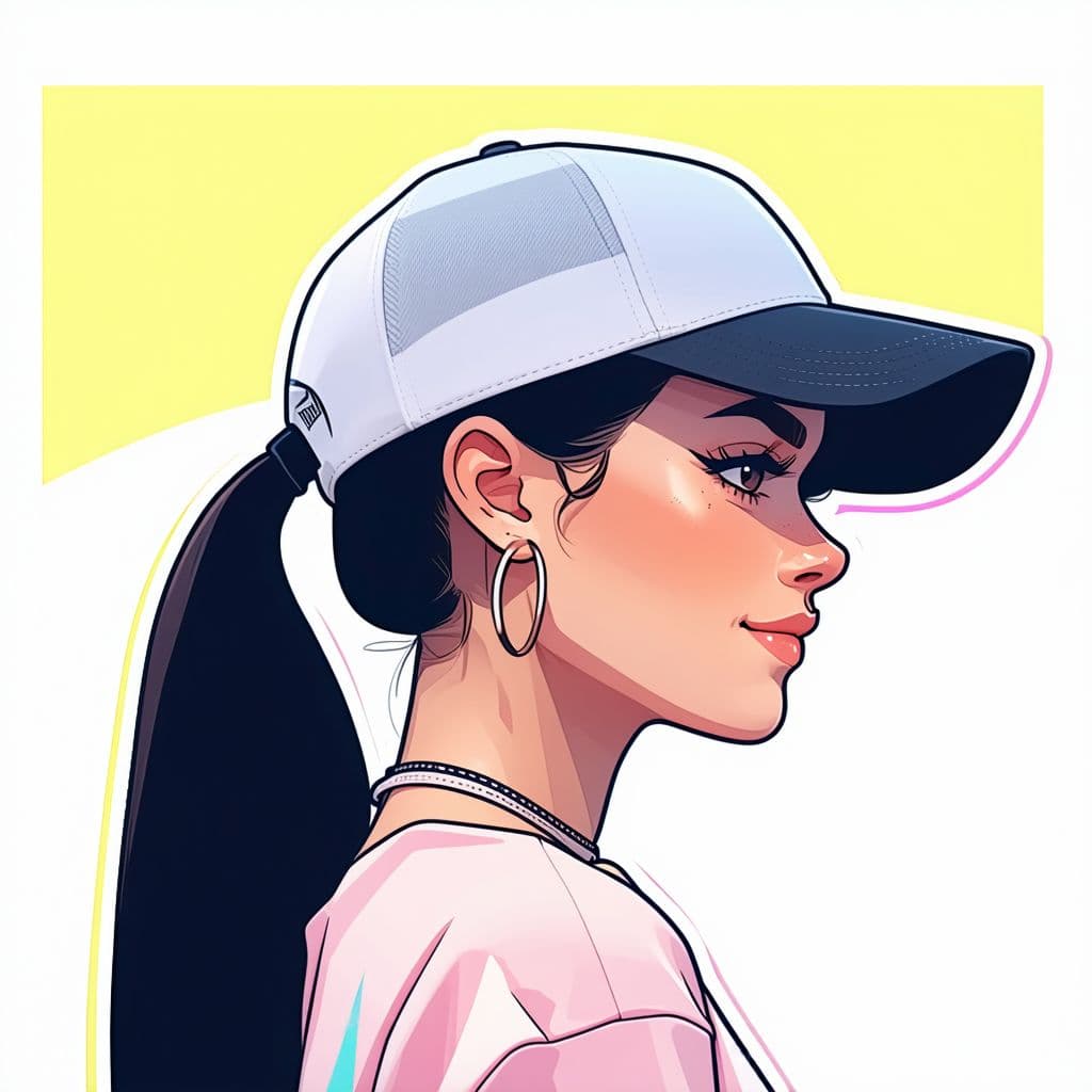 AI generated: A profile picture of an animated cartoon headshot portrait of a woman with a black ponytail, wearing...