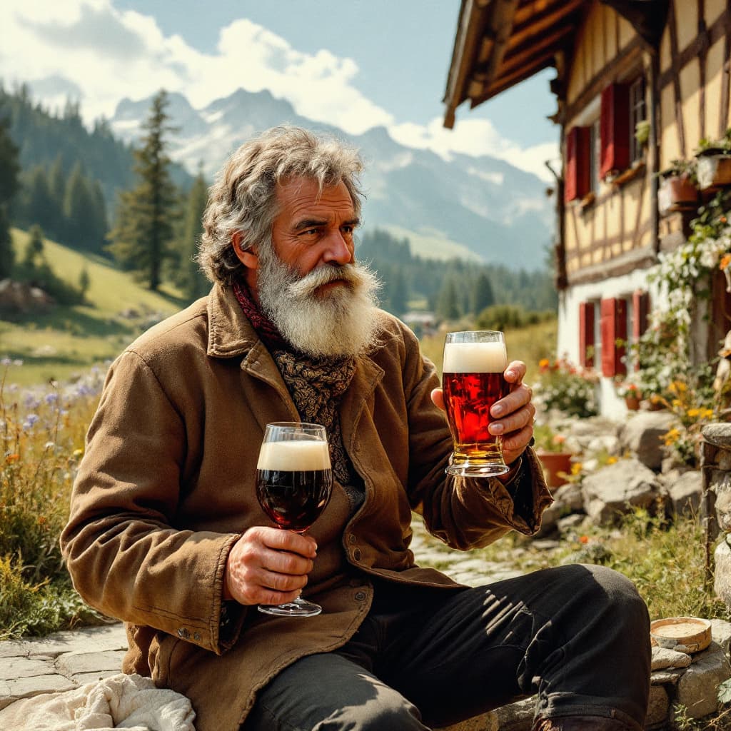 AI generated: admonter mensch,in steiermark, bierzelt, sehr seriös 1975
