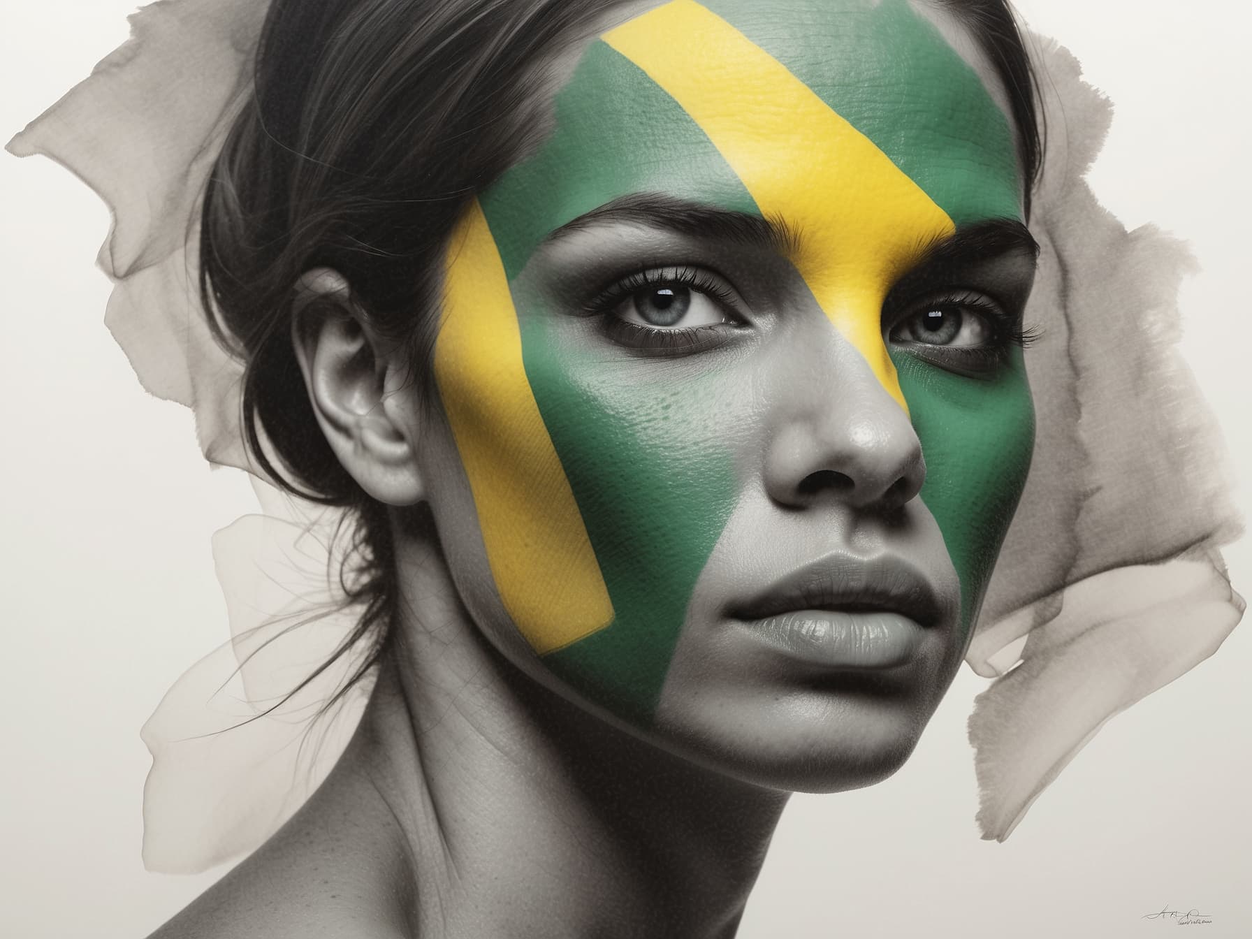 AI generated: a woman with a brazil flag on her head, an airbrush painting, behance contest winner, international ...