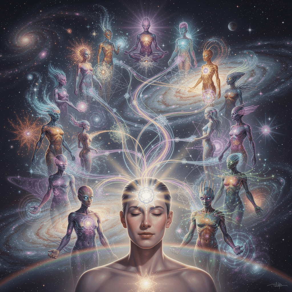 AI generated:  Psychedelic. (Best quality, A high resolution:1.2), Beautiful masterpiece:1.2, Human interaction wi...