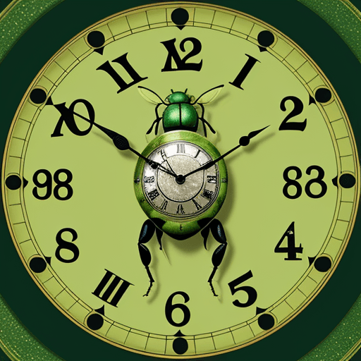 AI generated: 
green bee in a clock
