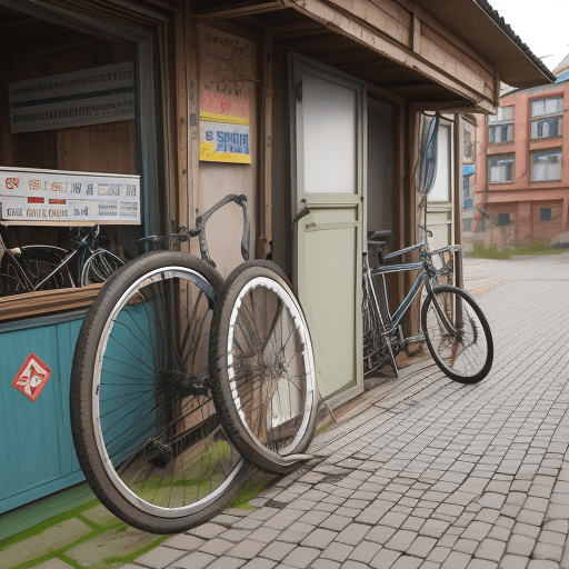 AI generated: bicycle, Kyiv, carpentry workshop, roads, stikers