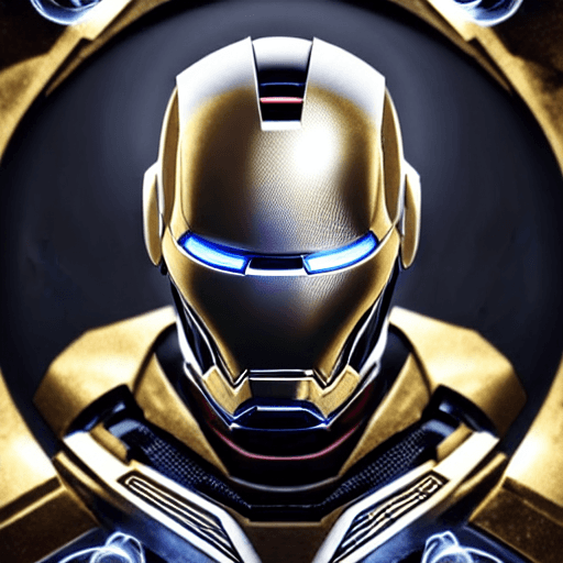 AI generated: Close-up portrait of a TONY STARK FACE WITH HELMET OPEN IRONMAN walking into no mans land, metallic ...