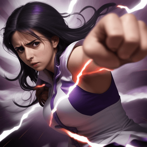 AI generated: una persona con fuerza, tirando rayos por las manos 
 
