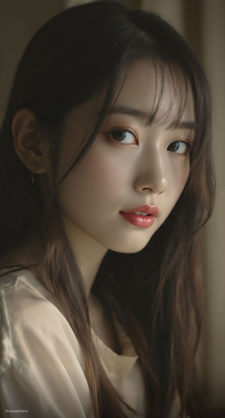 AI generated: A close-up of a 25-year-old beautiful Japanese girl. Photography: "Captured with a 50mm lens, this p...