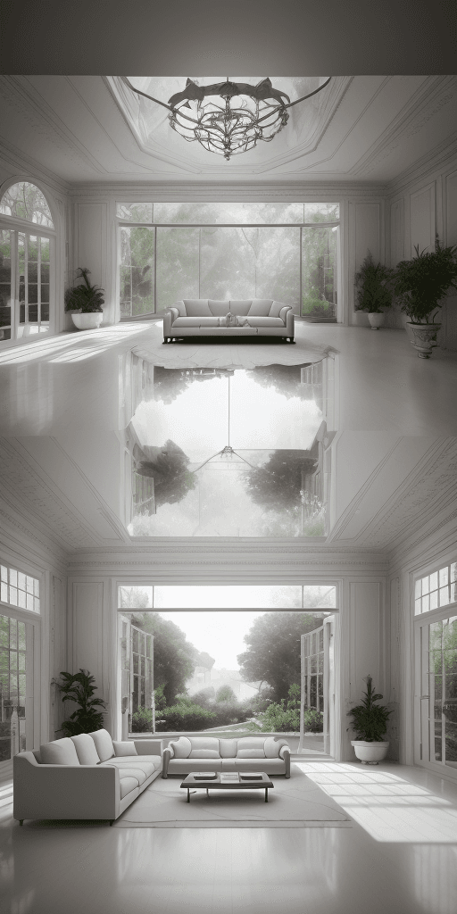 AI generated: Interior design for high resolution photography, a dreamy conversation pit sunken into the living ro...