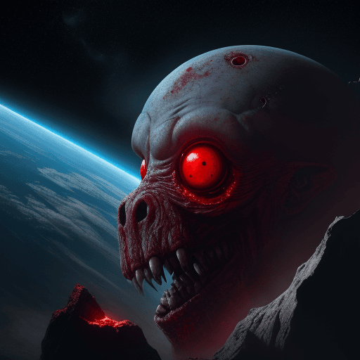 AI generated:  high quality foto of a bloody monster from energy, in space,  8k