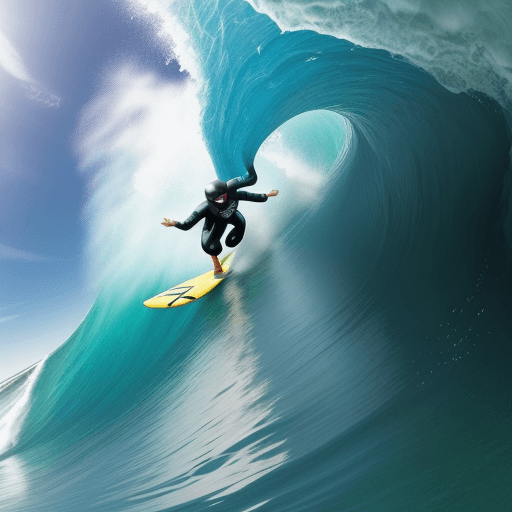 AI generated: Image of a person doing something exciting or adventurous, like skydiving or surfing a big wave