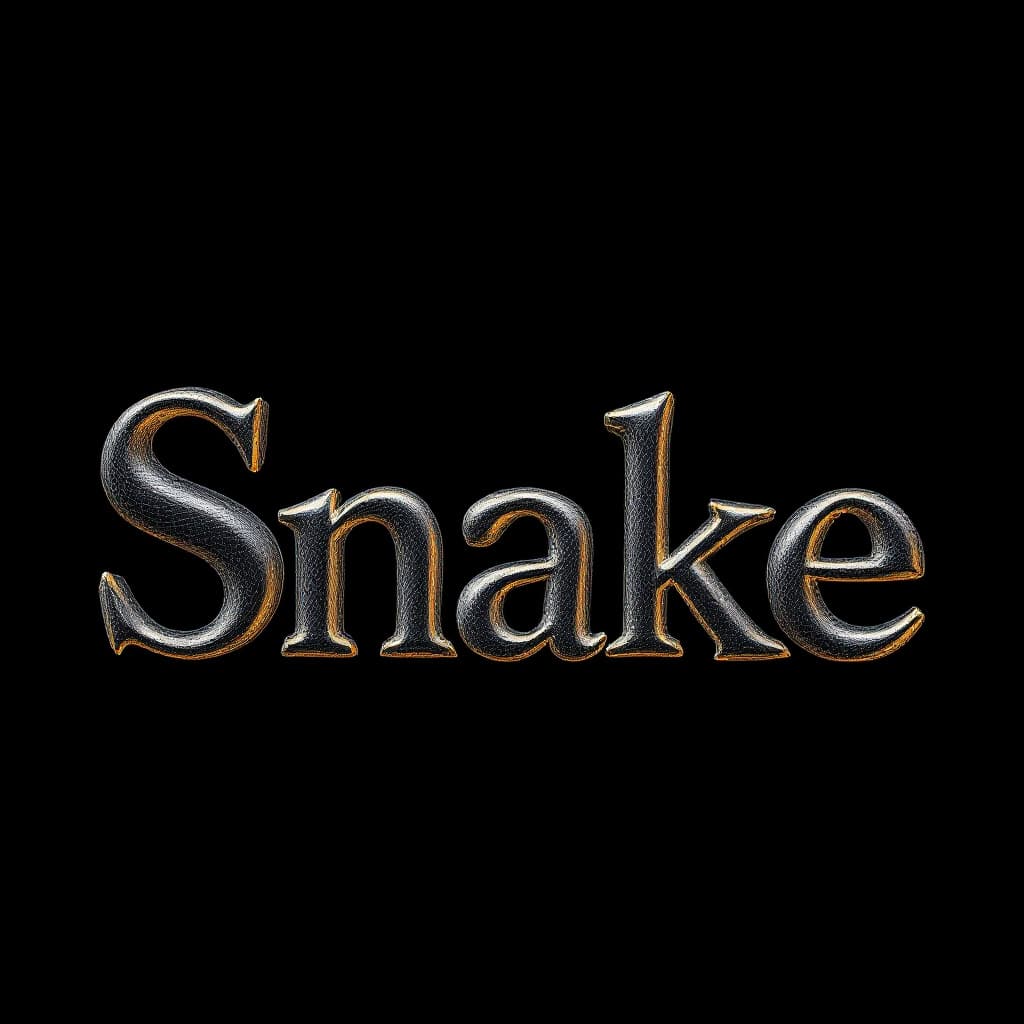 AI generated: The word "Snake" Smooth, scaly, and cool to the touch The text is 3D, photorealistic, and placed on ...