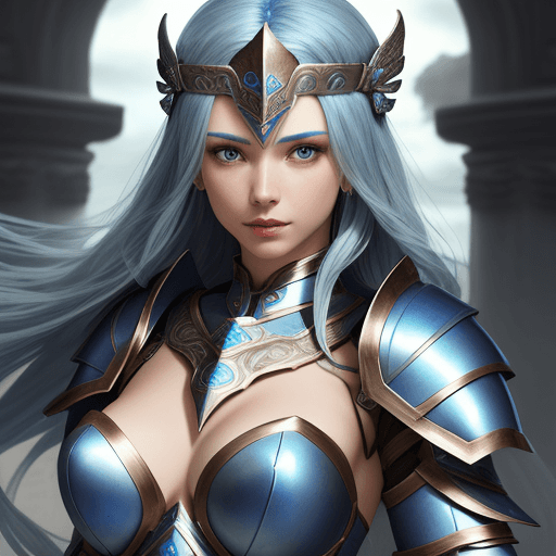 AI generated: goddess, blue armor
