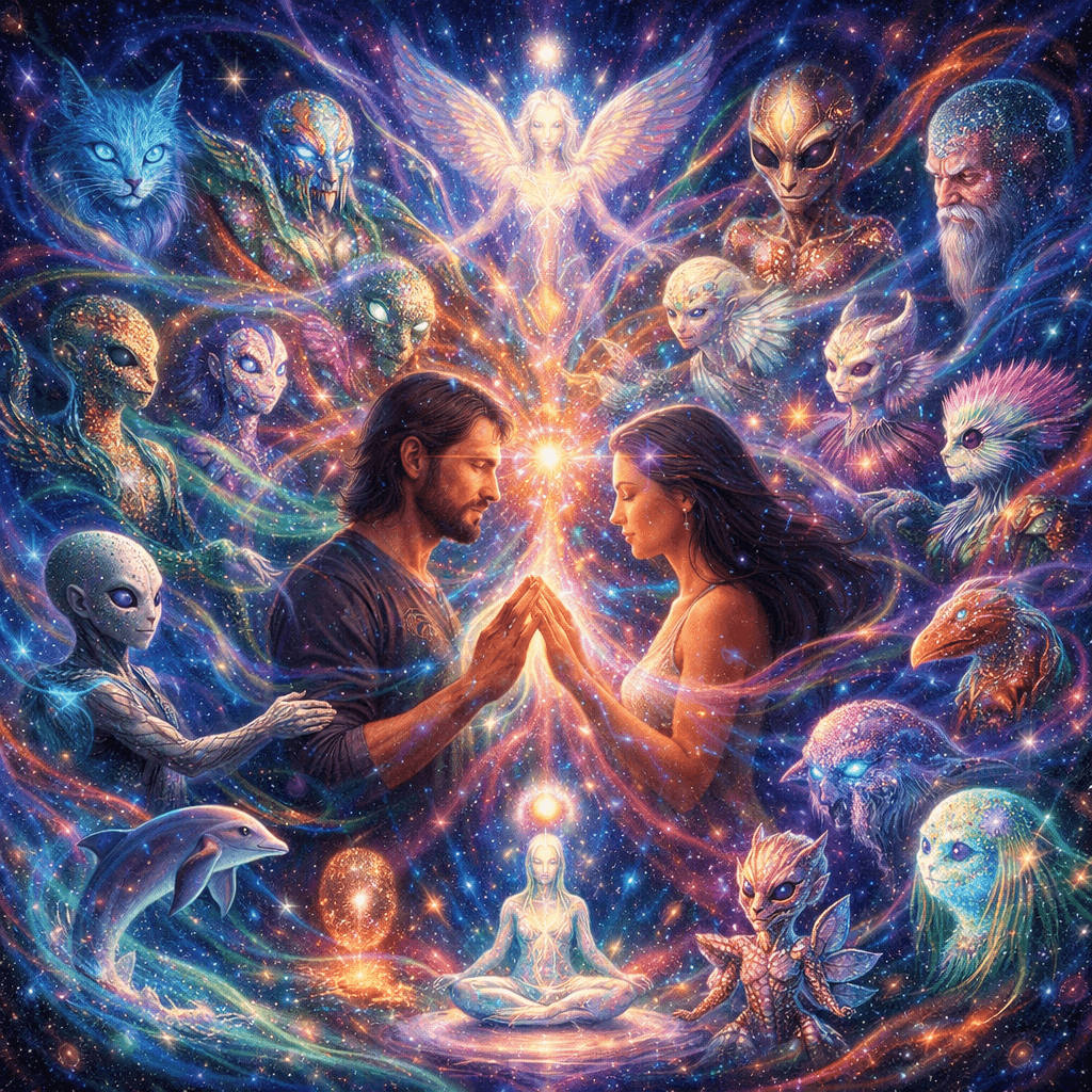 AI generated:  Psychedelic. (Best quality, A high resolution:1.2), Beautiful masterpiece:1.2, Human interaction wi...