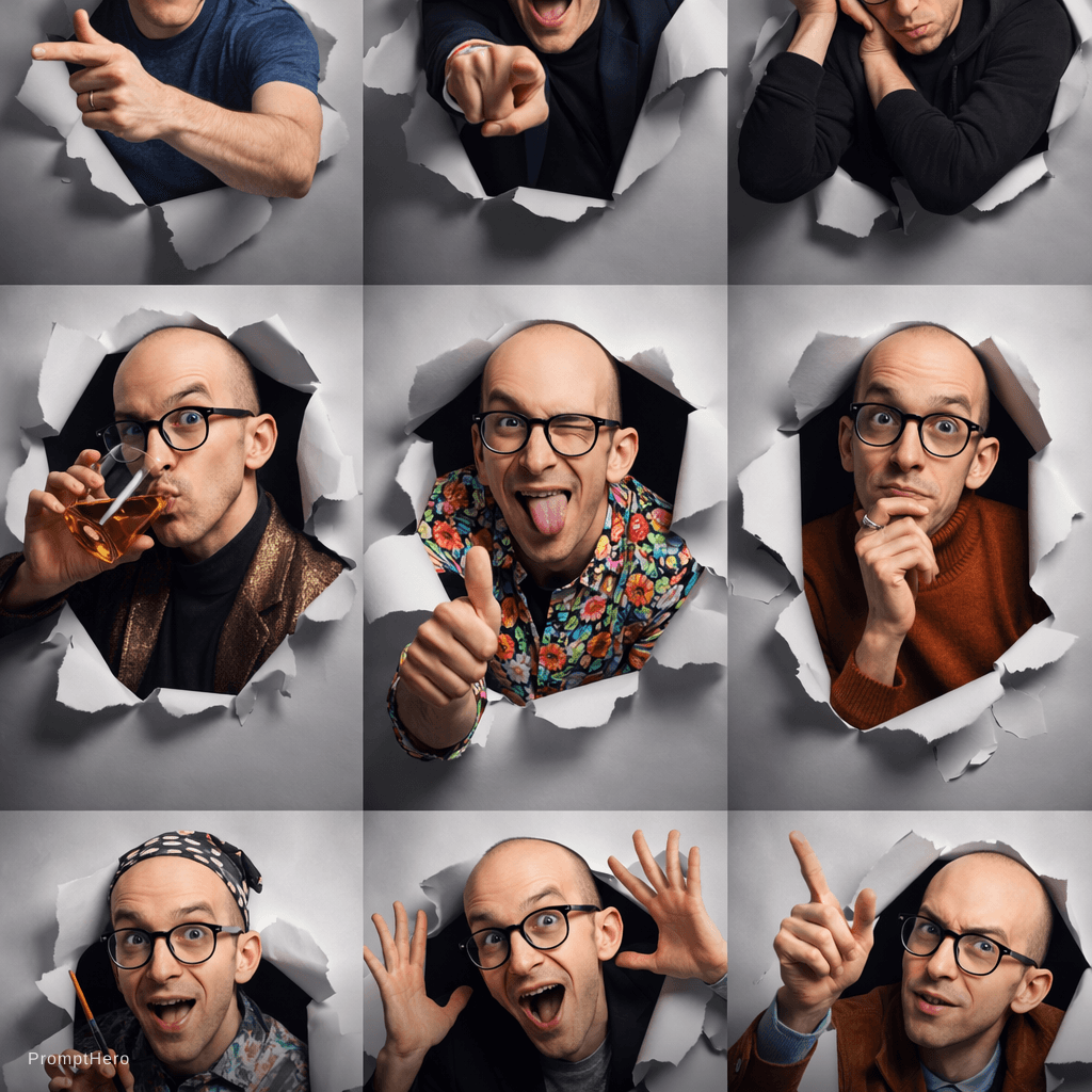 AI generated: Generate a hyper-realistic, 9:16 studio-style collage featuring an adult man  (facial match to the u...