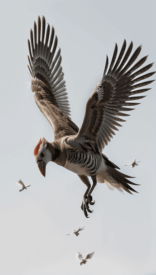 AI generated: Imagine and generate a high-resolution close-up portrait of a majestic bird in flight. Focus on ultr...