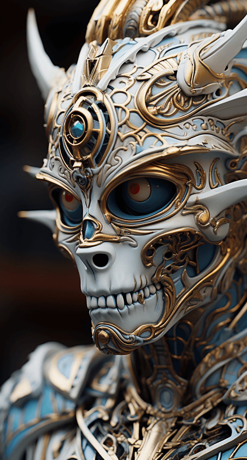AI generated: a skeleton with a dragon head, in the style of vray tracing, iconographic symbolism, 32k uhd, mechan...
