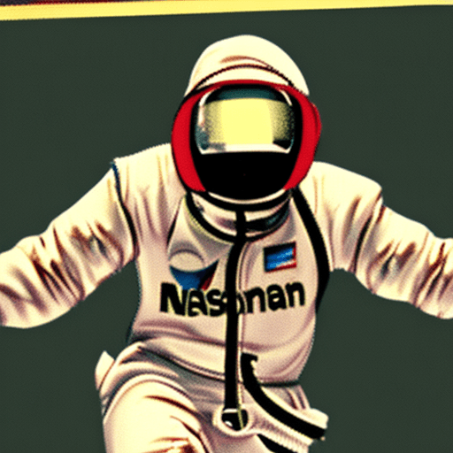 AI generated: a Blackman in a white ski mask and is wearing white track suit, with a nasa logo on his tracksuit, r...