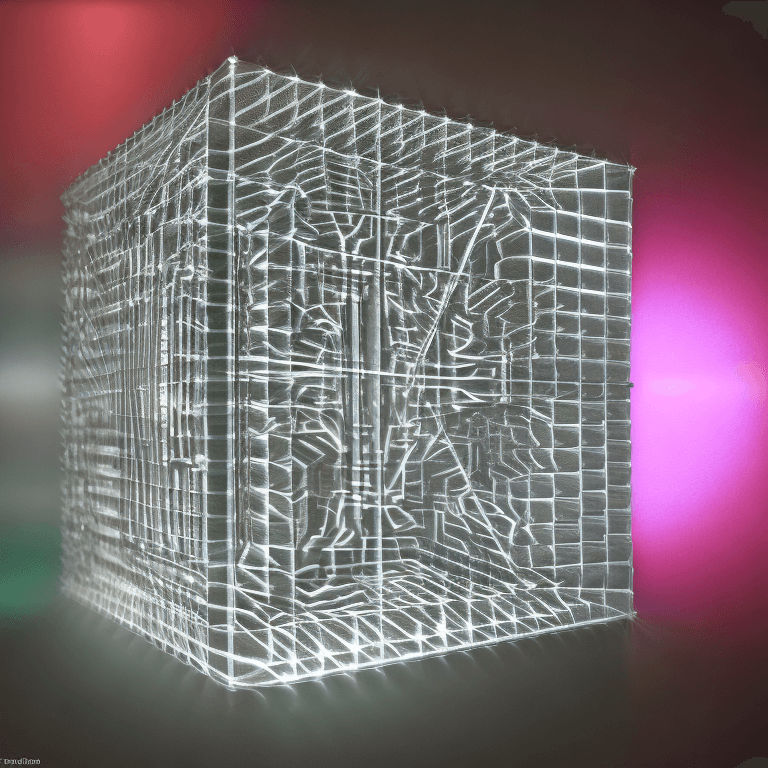 AI generated: illuminated, translucent, borg cube::5 intricate, ultra detailed, volumetric lighting::1