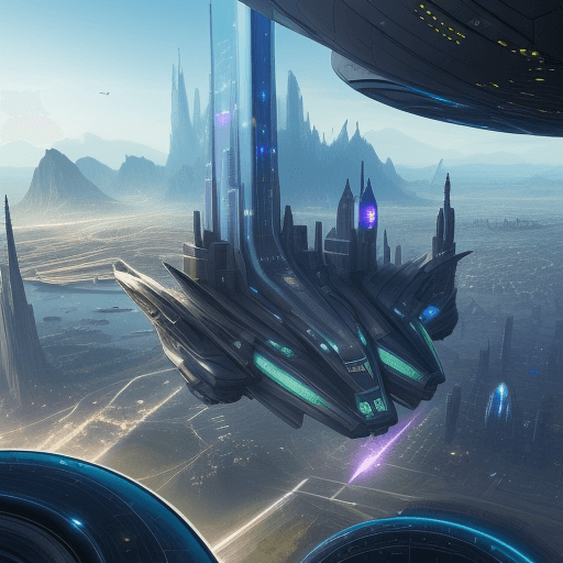 AI generated: fantasy & sci-fi, eine riesige stadt in der zukunft, farbenfroh, riesige moderne gebäude, viele flie...