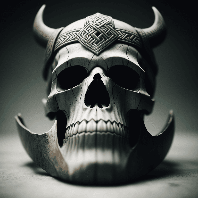 AI generated: viking carved skull photographic cinematic
