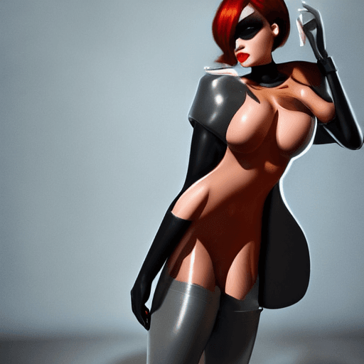 AI generated: pixar style, digital art, full body shot, latex clothing, perfect female form dramatic lighting, int...