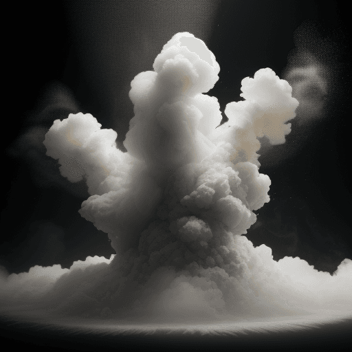 AI generated: Commercial photography, powerful explosion of white black green dust,
 smoke orange
, white lighting...