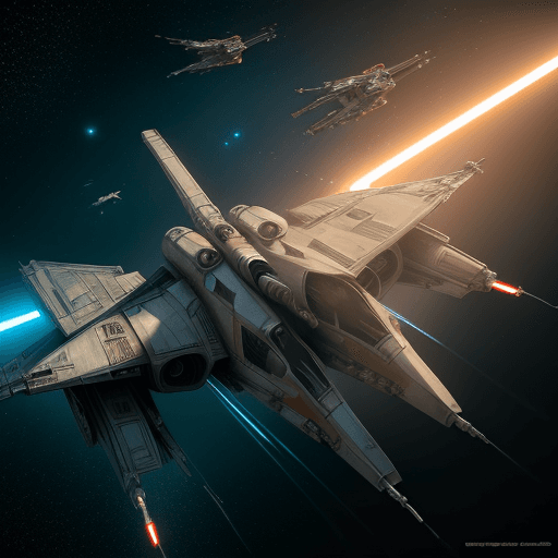AI generated:  star wars, x-wing fighter, floating in space, female pilot, X insignia on canopy, futuristic, chara...