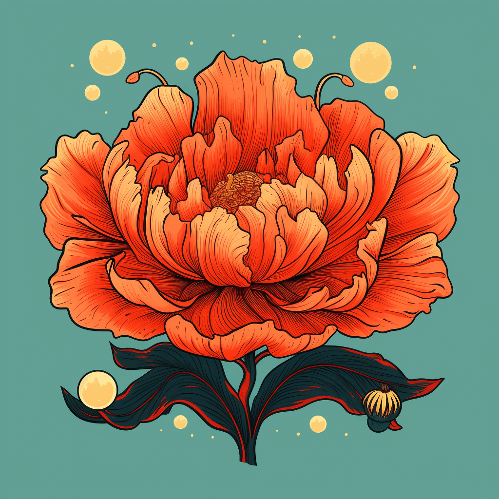 AI generated: UI/UX, dribble, A flat illustration of a flower blooming with a vibrant color, Flemish Art, fluid li...