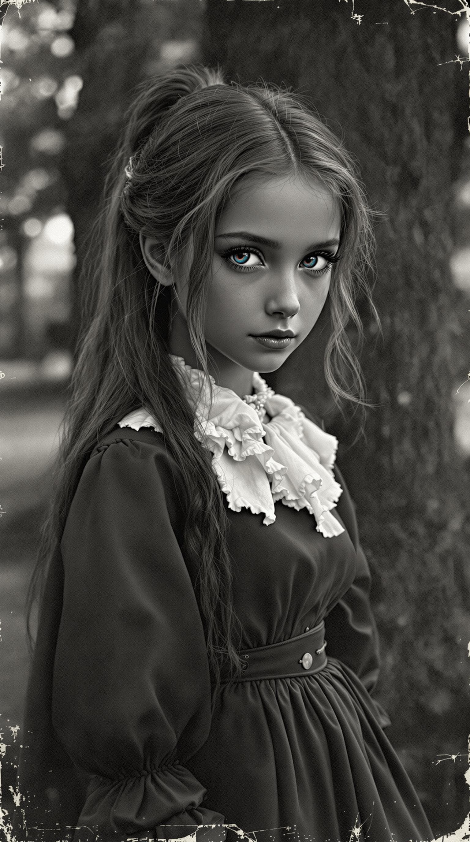 AI generated: a professional vintage black and white photo (photo paper have aged aged over time), of a exceptiona...