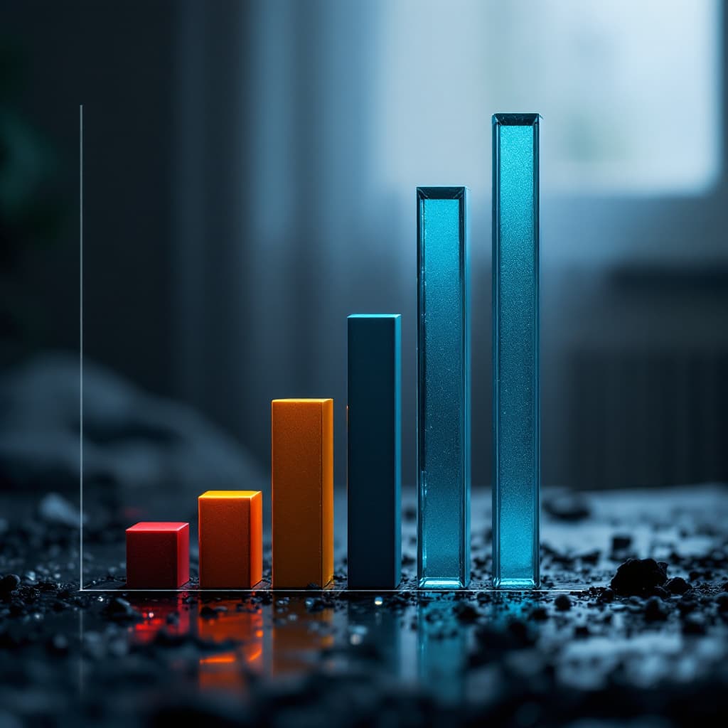 AI generated: A bar chart comparing two brands dslr, ultra quality, sharp focus, tack sharp, dof, film grain, Fuji...