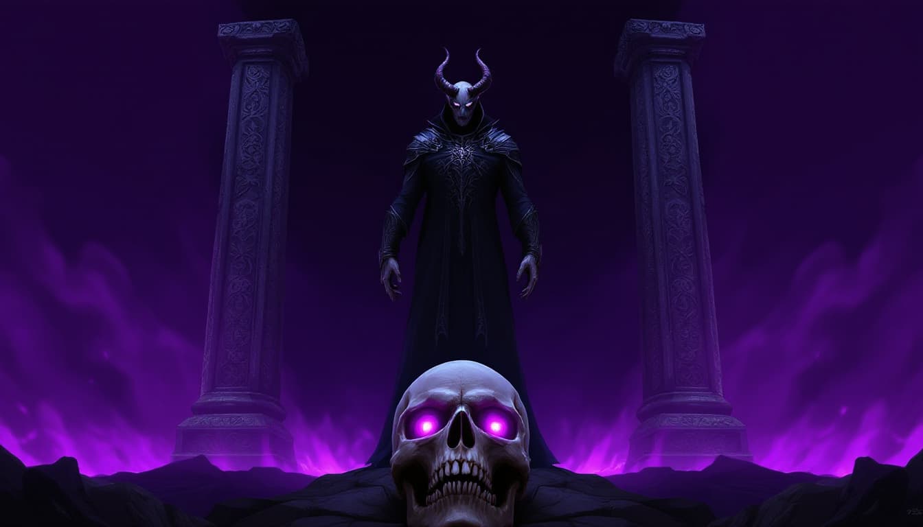 AI generated: The image is a digital illustration of a demonic figure standing in a dark and eerie landscape. The ...