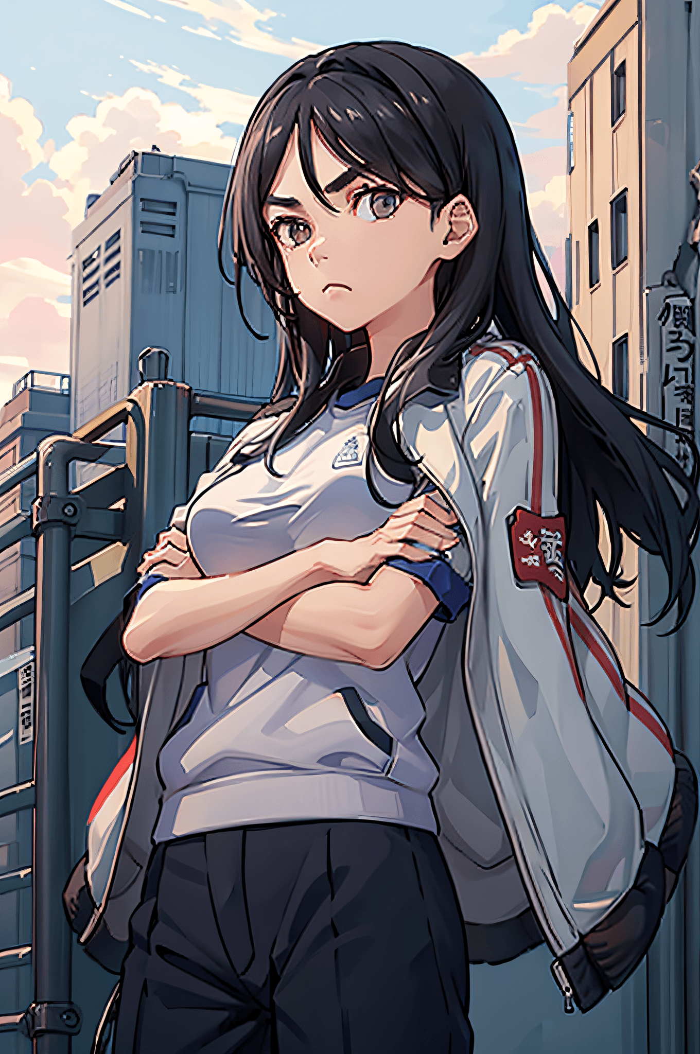 AI generated: (masterpiece, best quality:1.2), cowboy shot, solo, 1girl, fukiyose seiri, expressionless, closed mo...