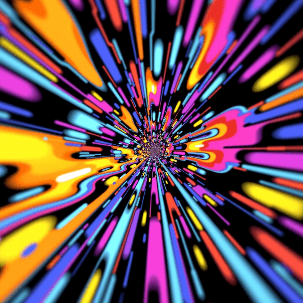 AI generated: "The 'Rhythm of Uncertainty,' a dynamic abstract animation where shapes and colors blur and sharpen,...