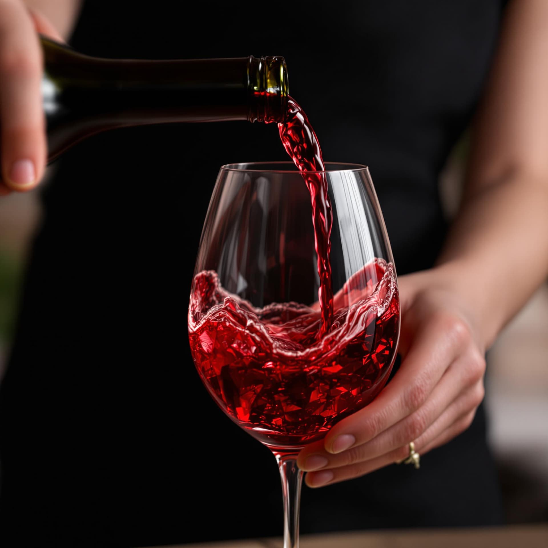 AI generated: closeup photo of wine pouring into wine glass --raw