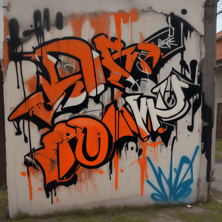 AI generated: old scholl, grafitti , 8k , orange and black
