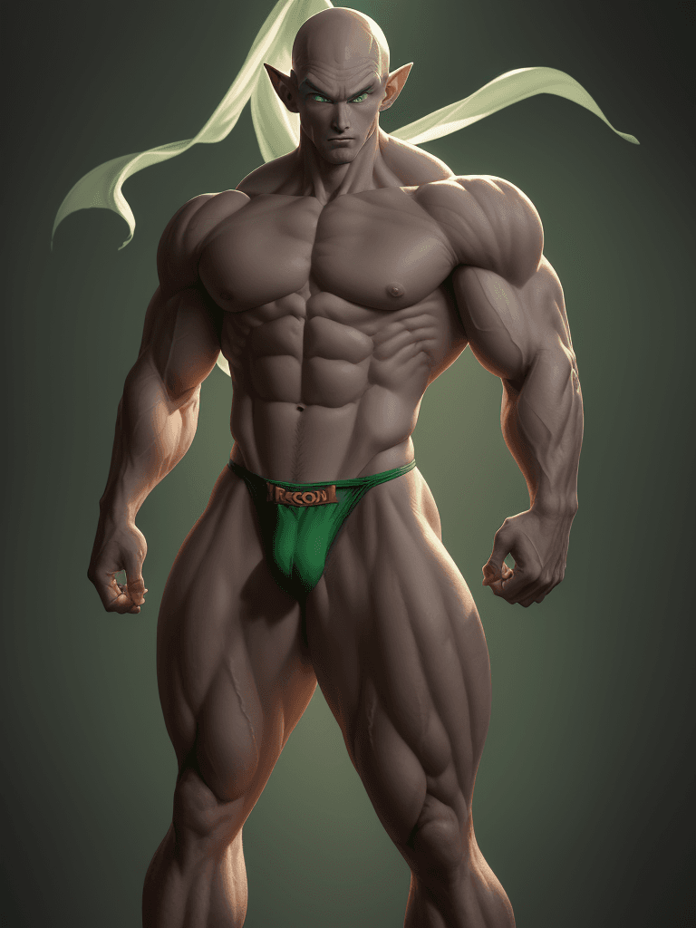 AI generated: Piccolo from Dragon Ball, caucasian complexion, big muscles and big thighs, lean waisr, handosme, ta...