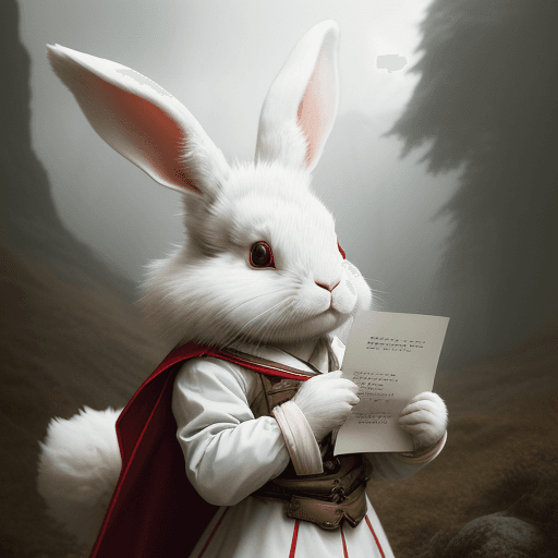 AI generated: the anime rabbit character holding a piece of paper as an animal, in the style of max rive, detailed...