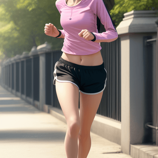 AI generated: girl in shorts jogging