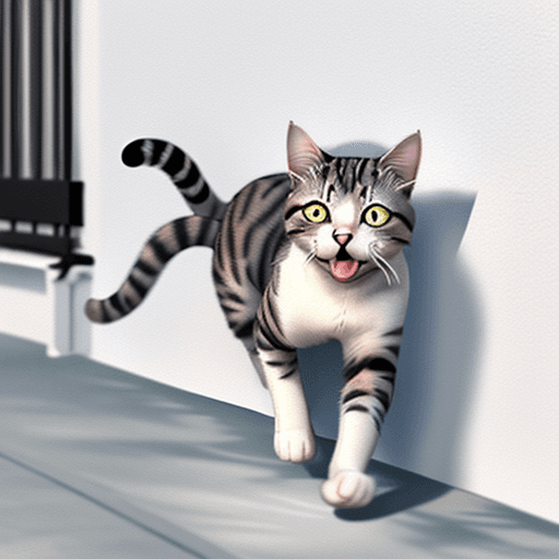 AI generated: cat hunting silently on a Greek white wall. Style: realistic 